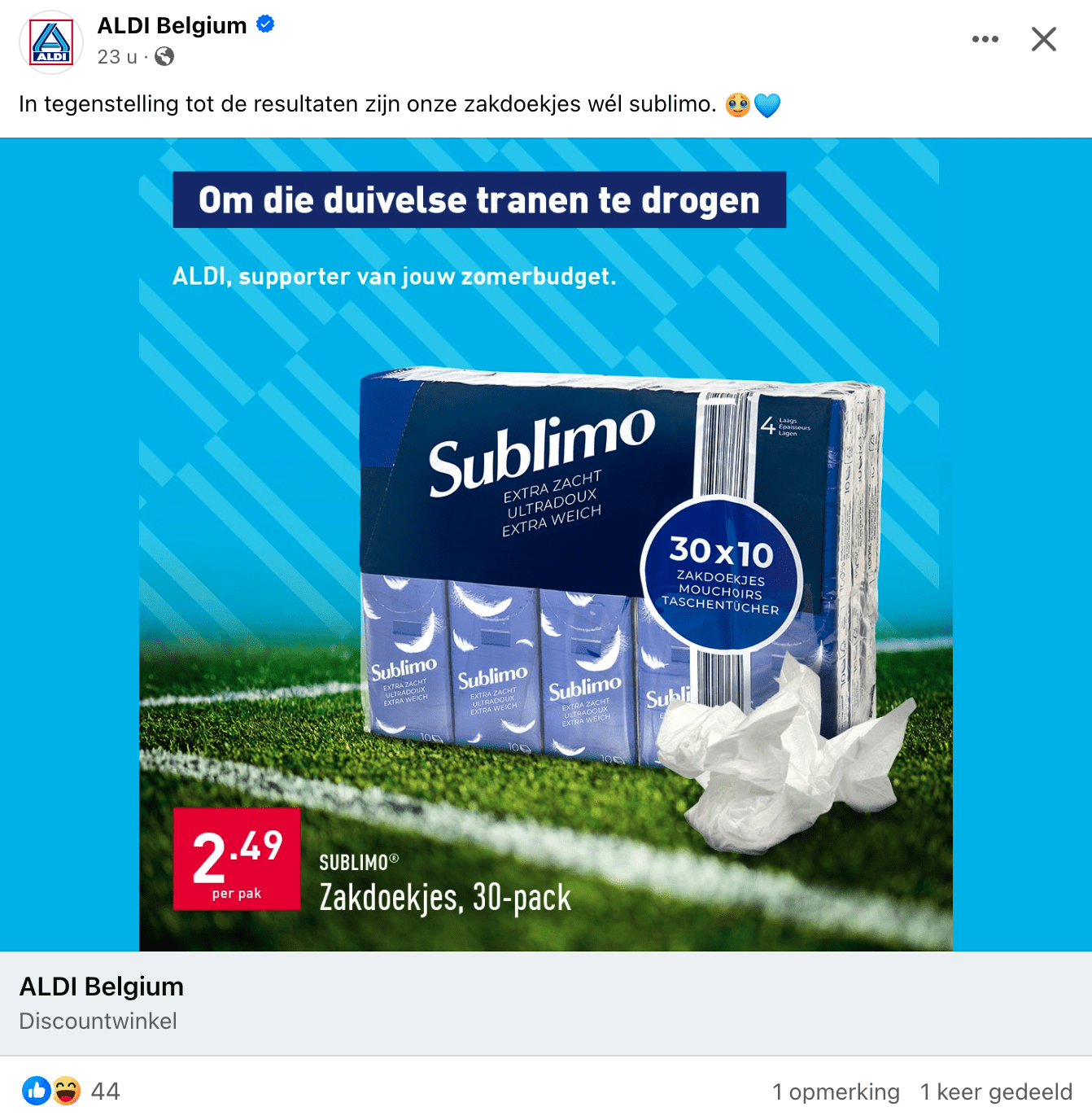 ilikemedia-wk-voetbal-aldi-social-post Voorbeeld van inhaken op het WK voetbal op sociale media